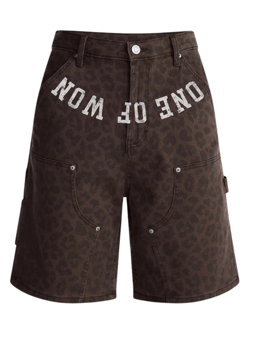 Leopard Pattern Printed WIN-nim Carpenter Shorts